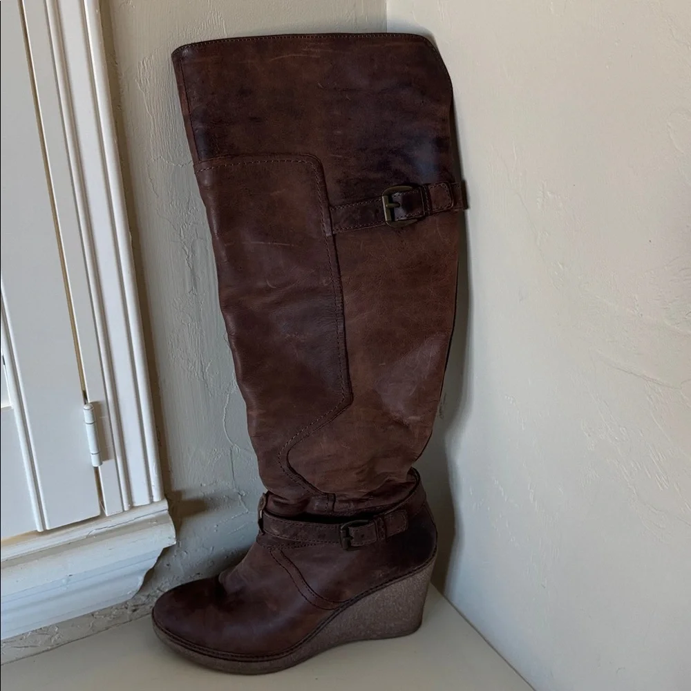 ALDO Brown Wedge Knee-High Boots
